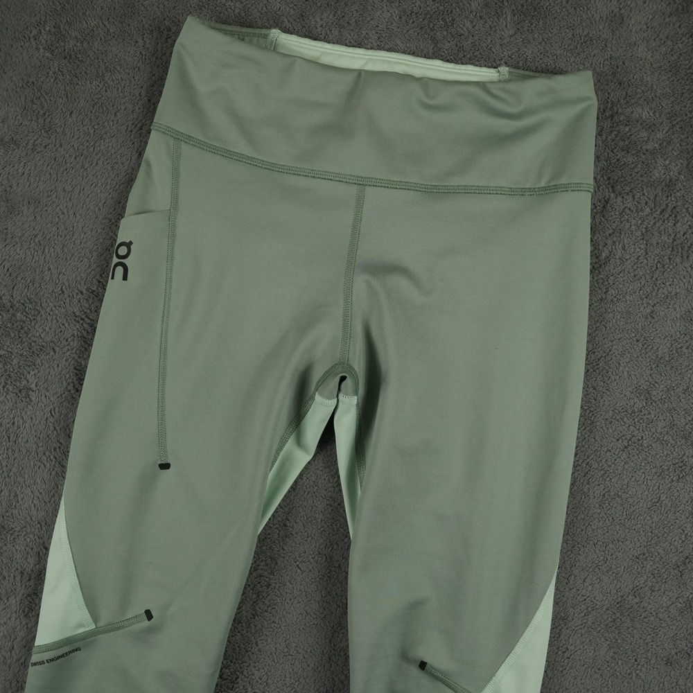 ON Cloud Running Performance Tights Color Block Sage Green Womens XS Activewear